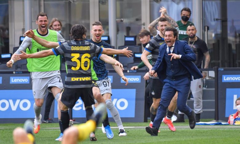 Foto di gruppo con Antonio Conte in Inter-Hellas Verona (Photo by Tommaso Fimiano, Copyright Inter-News.it)