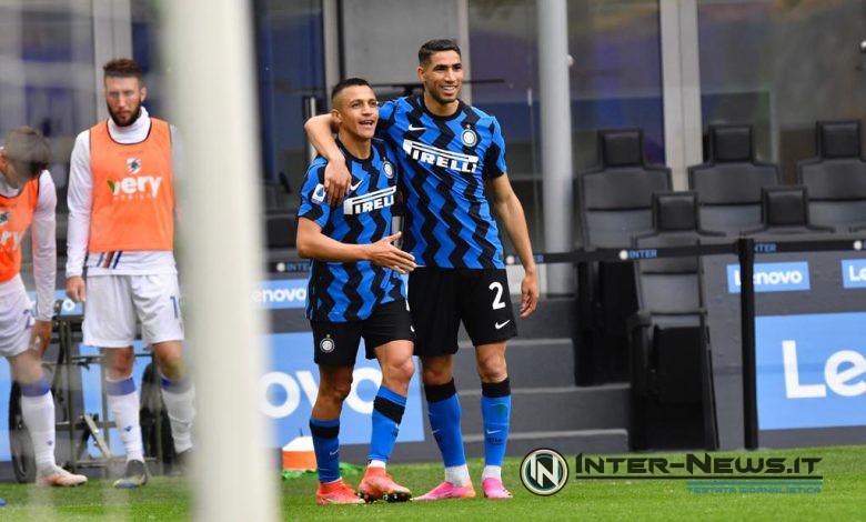 Alexis Sanchez e Achraf Hakimi in Inter-Sampdoria (Photo by Tommaso Fimiano, Copyright Inter-News.it)