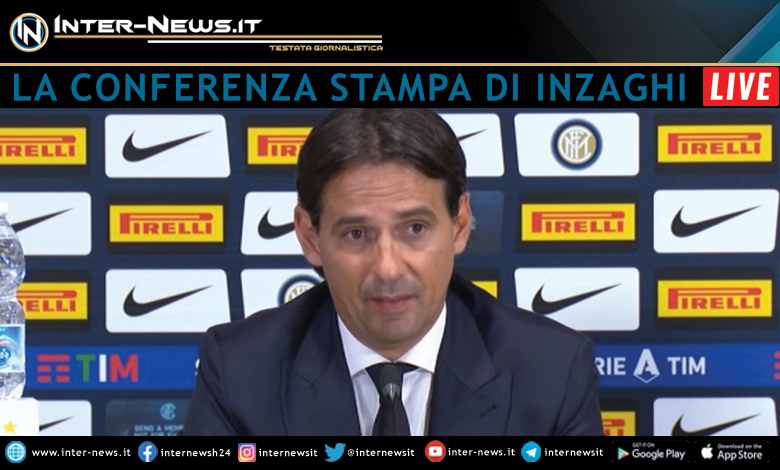 Simone Inzaghi in conferenza stampa per l'Inter