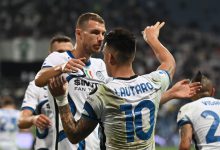 Edin Dzeko e Lautaro Martinez in Sassuolo-Inter