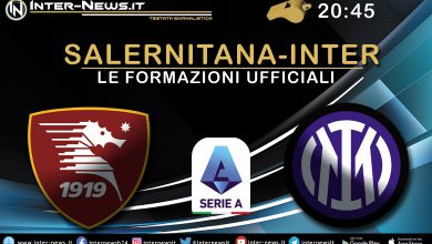 Salernitana-Inter - Le formazioni ufficiali