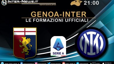 Genoa-Inter - Le formazioni ufficiali