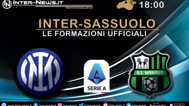 Inter-Sassuolo - Le formazioni ufficiali