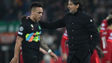 Simone Inzaghi con Lautaro Martinez in Liverpool-Inter
