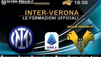 Inter-Verona - Le formazioni ufficiali
