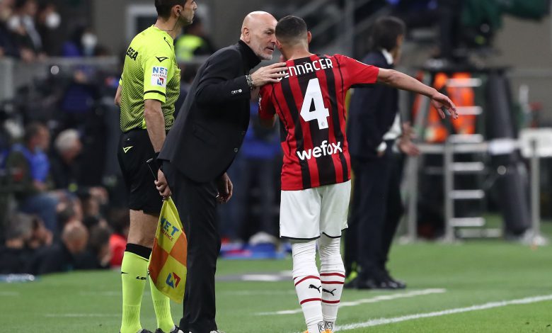 Stefano Pioli e Ismael Bennacer in Inter-Milan di Coppa Italia