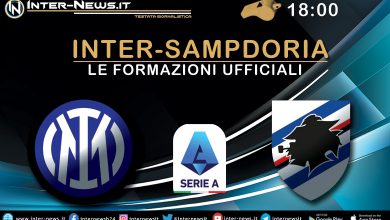 Inter-Sampdoria - Le formazioni ufficiali