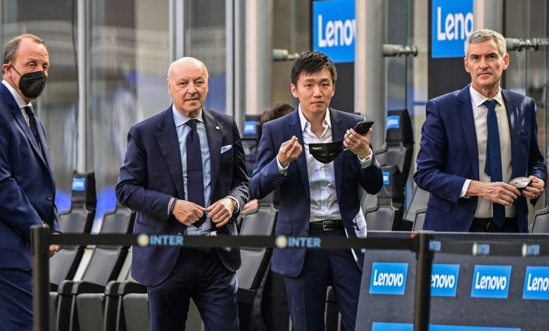 Il Presidente Steven Zhang con gli AD Beppe Marotta e Alessandro Antonello - Inter