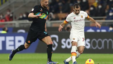 Henrikh Mkhitaryan contro Danilo D’Ambrosio in Inter-Roma