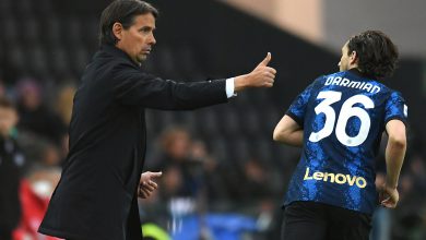 Simone Inzaghi e Matteo Darmian in Udinese-Inter