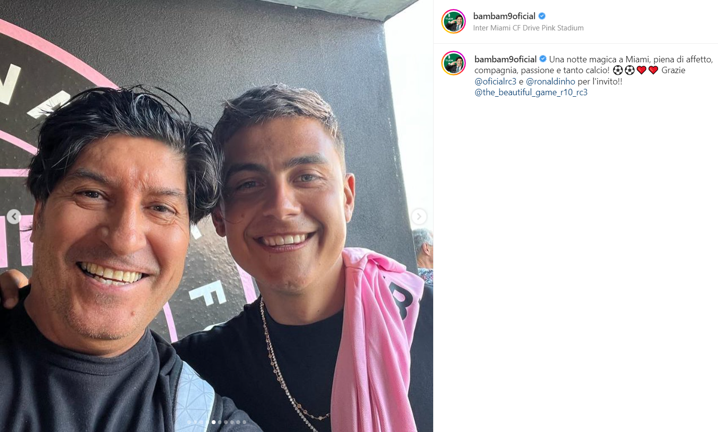Ivan Zamorano con Paulo Dybala (via Instagram)