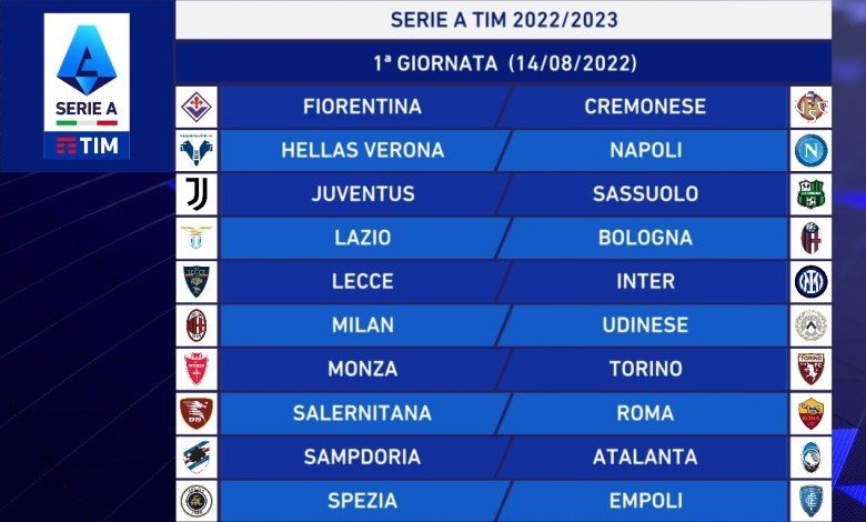 Serie A 2022-2023 calendario 1 giornata