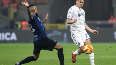 Kristjan Asllani contro Arturo Vidal in Inter-Empoli