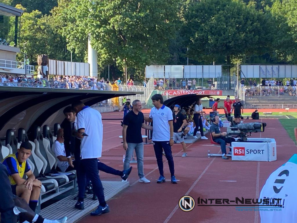 Simone Inzaghi e Mattia Croci-Torti in Lugano-Inter (Photo by Roberto Balestracci, copyright Inter-News.it)