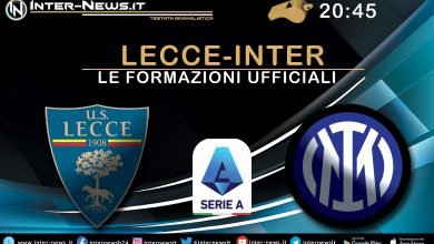 Lecce-Inter - Formazioni Ufficiali