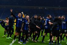 Joaquin Correa e Federico Dimarco esultano dopo Inter-Juventus di Supercoppa Italiana
