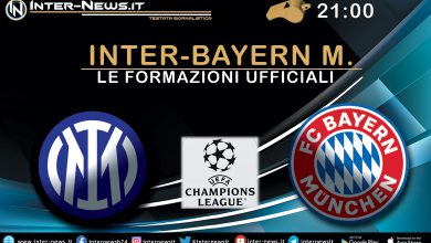 Inter-Bayern Monaco - Formazioni ufficiali