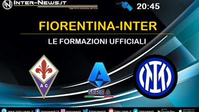 Fiorentina-Inter - Formazioni ufficiali