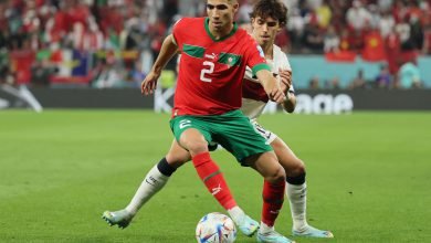 Achraf Hakimi contro Joao Felix in Marocco-Portogallo dei Mondiali in Qatar 2022