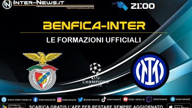 Benfica-Inter di UEFA Champions League - Le formazioni ufficiali