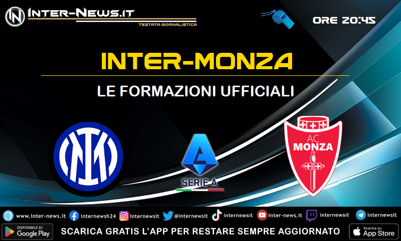 Inter-Monza di Serie A - Le formazioni ufficiali