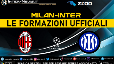 Milan-Inter di Champions League - Le formazioni ufficiali