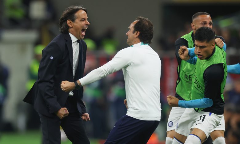 Simone Inzaghi in Milan-Inter di Champions League (Photo by Alex Grimm/Getty Images via OneFootball)