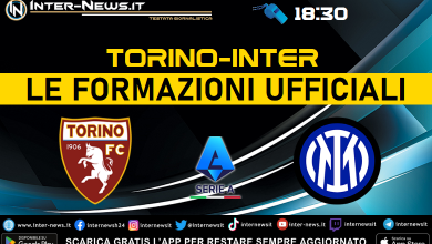 Torino-Inter di Serie A - Le formazioni ufficiali