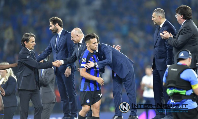 Lautaro Martinez e Aleksander Ceferin, Manchester City-Inter, finale di Champions League a Istanbul