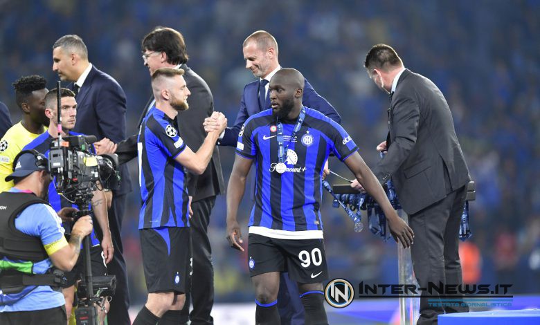 Aleksander Ceferin, Romelu Lukaku e Milan Skriniar, Manchester City-Inter, finale di Champions League a Istanbul