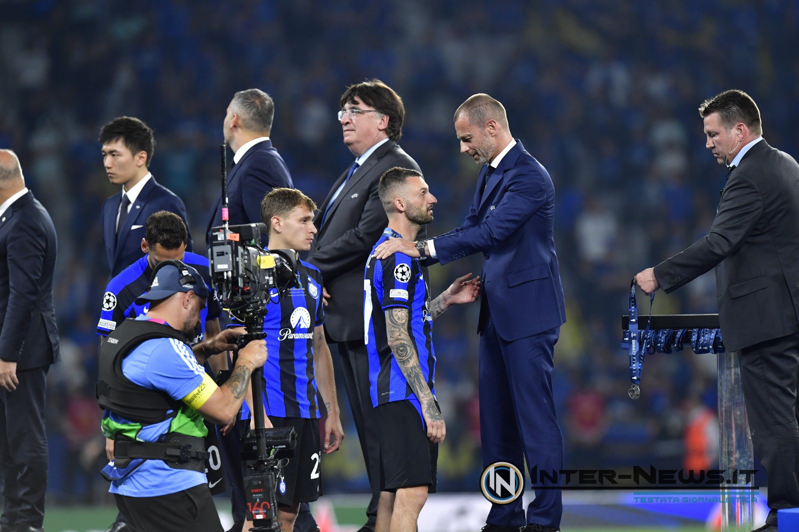Marcelo Brozovic, Nicolò Barella e Aleksander Ceferin, Manchester City-Inter, finale di Champions League a Istanbul