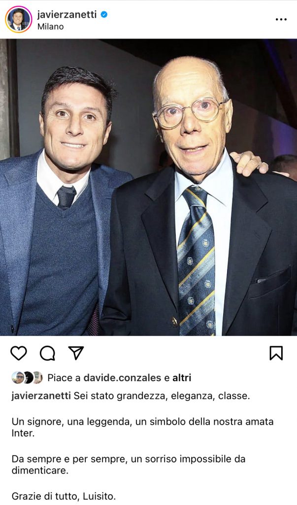 Zanetti saluta Luis Suarez