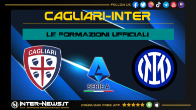 Cagliari-Inter formazioni ufficiali in Serie A