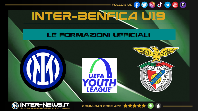 Inter-Benfica UEFA Youth League formazioni