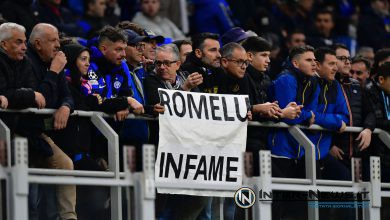 Striscione contro Romelu Lukaku da parte dei tifosi nerazzurri in Inter-Roma (Photo by Tommaso Fimiano/Inter-News.it ©)