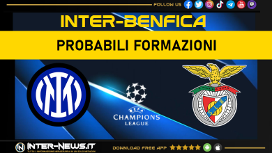 Inter-Benfica | Probabili formazioni Champions League