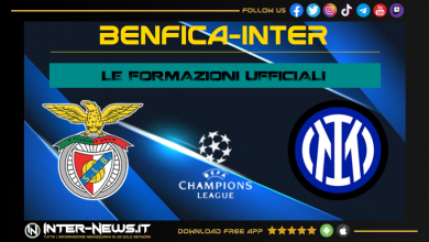 Benfica-Inter | Formazioni ufficiali Champions League
