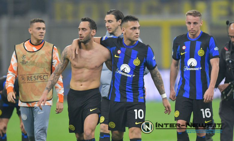 Kristjan Asllani, Hakan Calhanoglu, Davide Frattesi e Lautaro Martinez in Inter-Atletico Madrid (Photo by Tommaso Fimiano/Inter-News.it ©)