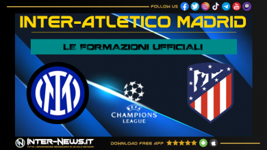 Inter-Atletico Madrid | Formazioni ufficiali Champions League