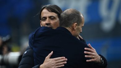 Simone Inzaghi e Massimiliano Allegri in Inter-Juventus di Serie A (Photo by Isabella Bonotto/AFP via Getty Images/OneFootball)