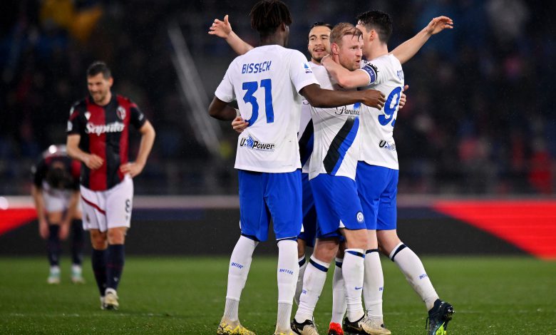 Davy Klaassen, Yann Bisseck, Alessandro Bastoni e Matteo Darmian in Bologna-Inter
