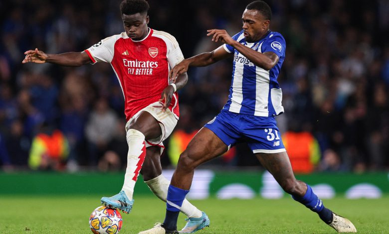 Bukayo Saka e Otavio in Arsenal-Porto