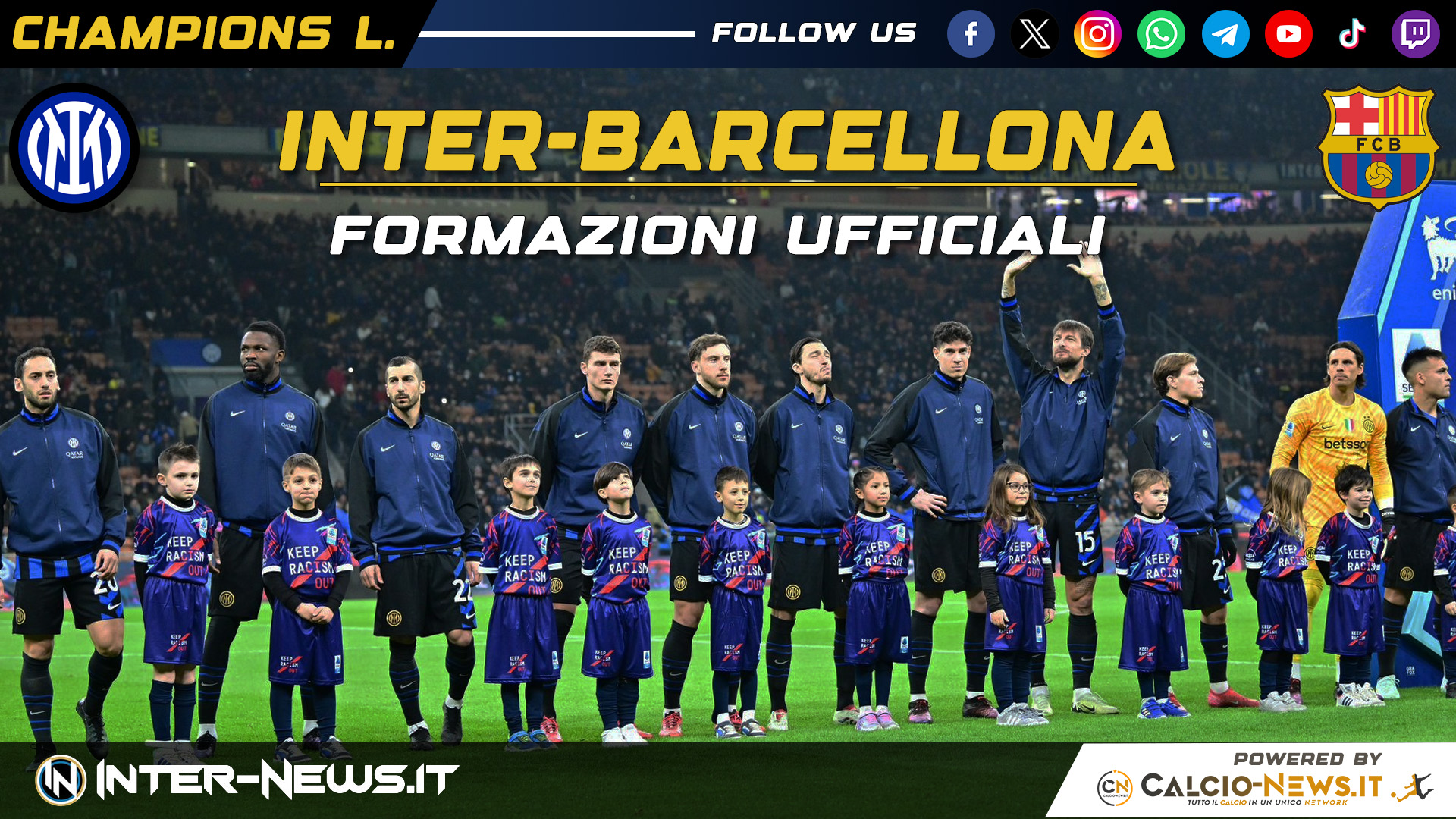 Inter Barcellona, le formazioni ufficiali: Lautaro Martinez c’è! Inter Barcellona, le formazioni ufficiali: Lautaro Martinez c’è!